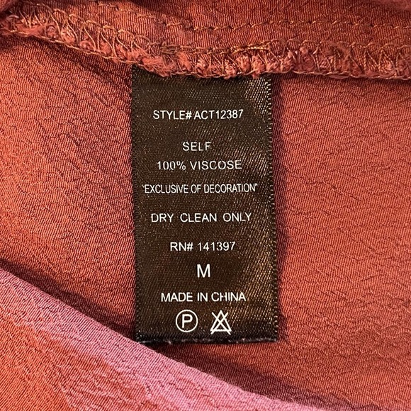 ASTR the Label Mauve Claudine Peasant Blouse Long Sleeve Tie Front Embroidered - Picture 10 of 11